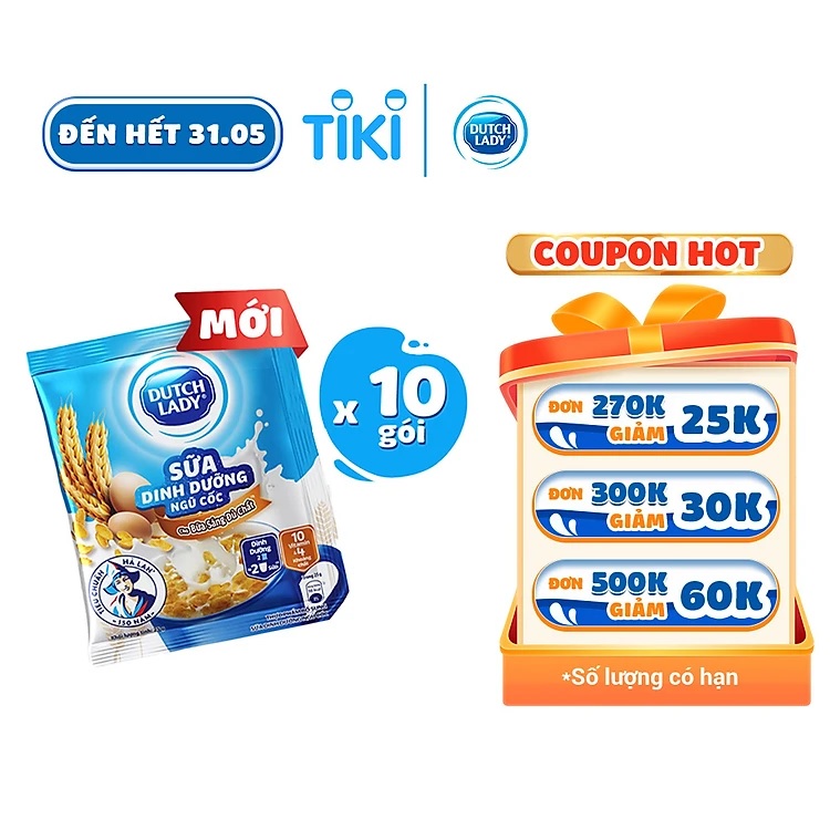 Dây 10 Gói Sữa Dinh Dưỡng + Ngũ Cốc Cô Gái Hà Lan